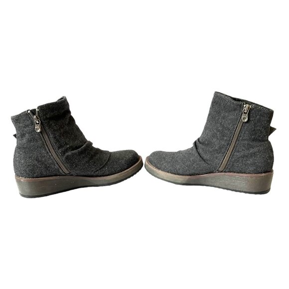Blowfish “Cocoa” Gray Flannel Side Zipper COMFORT Low Wedge Ankle Boots B130 Sz - Picture 10 of 12